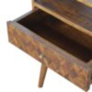 Assorted Open Slot Bedside Table | Solid Mango Wood | Chestnut Finish | Nightstand Storage