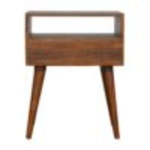 Assorted Open Slot Bedside Table | Solid Mango Wood | Chestnut Finish | Nightstand Storage