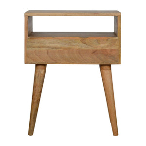 Assorted Open Slot Bedside Table | Solid Mango Wood | Oak Finish | Compact Nightstand