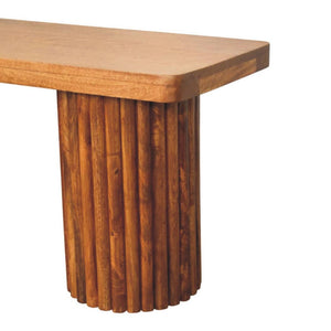 Astoria Fluted Bench | Solid Mango Wood | Textured Timber Base | Upholstered Hallway Seat