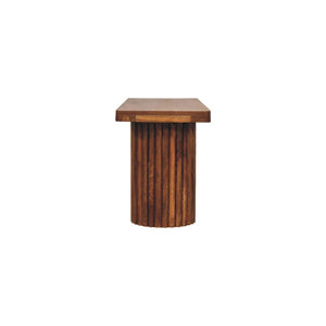Astoria Fluted Bench | Solid Mango Wood | Textured Timber Base | Upholstered Hallway Seat
