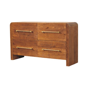Aurelio Chest of Drawers | Solid Mango Wood | Tiger Oak Finish | 4 Drawer Storage Dresser