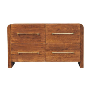 Aurelio Chest of Drawers | Solid Mango Wood | Tiger Oak Finish | 4 Drawer Storage Dresser