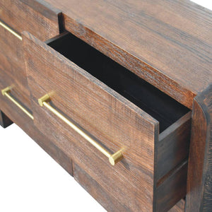 Aurelio Chest of Drawers | Solid Mango Wood | Smoked Oak Finish | 4 Drawer Storage Dresser