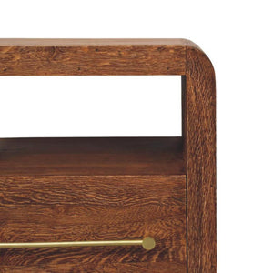 Aurelio Open Bedside Table | Solid Mango Wood | Smoked Oak Finish | 1 Drawer Nightstand with Open Shelf