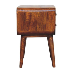 Avora Bedside Table | Solid Mango Wood | Chestnut Finish | 3 Drawers