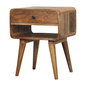 Avora Bedside Table | Solid Mango Wood | Oak-ish Finish | Drawer & Open Slot