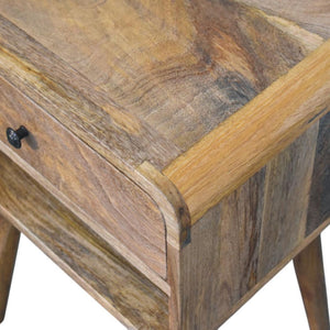 Avora Bedside Table | Solid Mango Wood | Oak-ish Finish | Drawer & Open Slot