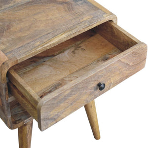 Avora Bedside Table | Solid Mango Wood | Oak-ish Finish | Drawer & Open Slot