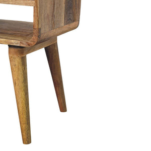 Avora Bedside Table | Solid Mango Wood | Oak-ish Finish | Drawer & Open Slot
