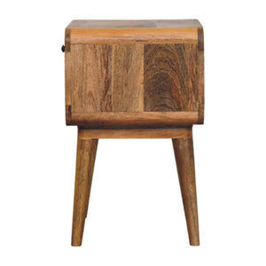 Avora Bedside Table | Solid Mango Wood | Oak-ish Finish | Drawer & Open Slot