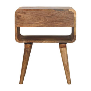 Avora Bedside Table | Solid Mango Wood | Oak-ish Finish | Drawer & Open Slot