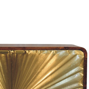 Avora Brass-Embossed Cabinet | Solid Mango Wood | Chestnut Finish | 2 Doors
