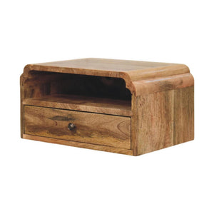 Avora Wall-Mounted Bedside Table | Solid Mango Wood | Natural Finish | Floating Nightstand