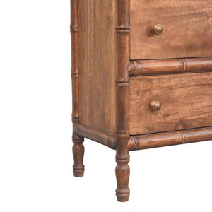 Bamboo Carved 3-Drawer Chest | Artisan Bedroom Storage