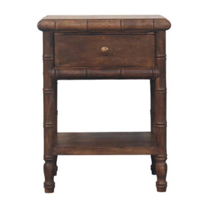 Bamboo Carved Bedside Table | Artisan Wooden Nightstand