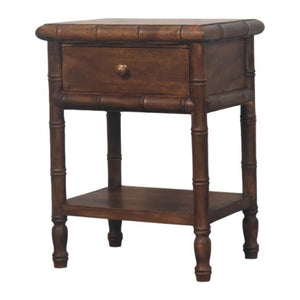 Bamboo Carved Bedside Table | Artisan Wooden Nightstand