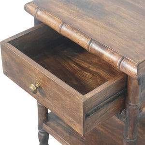Bamboo Carved Bedside Table | Artisan Wooden Nightstand