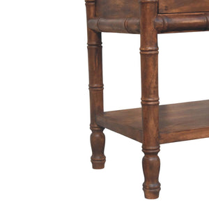 Bamboo Carved Bedside Table | Artisan Wooden Nightstand