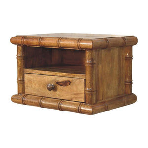 Bamboo Open Bedside Table | Open Storage | Amber Oak Finish