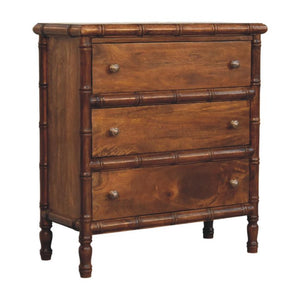 Bamboo Three Drawer Chest | Bedroom Storage | Bamboo-Inspired Design