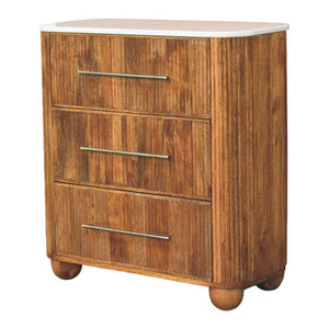 Beaumont Marble Chest of Drawers | Solid Mango Wood | Natural Stone Top | Bedroom Storage