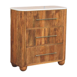 Beaumont Marble Chest of Drawers | Solid Mango Wood | Natural Stone Top | Bedroom Storage