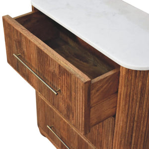 Beaumont Marble Chest of Drawers | Solid Mango Wood | Natural Stone Top | Bedroom Storage