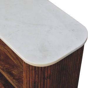 Beaumont Marble Shoe Bench | Solid Mango Wood | Natural Stone Top | Entryway Storage