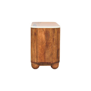 Beaumont Marble Shoe Bench | Solid Mango Wood | Natural Stone Top | Entryway Storage