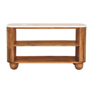 Beaumont Marble Shoe Bench | Solid Mango Wood | Natural Stone Top | Entryway Storage