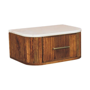 Beaumont Wall-Mounted Bedside | Solid Mango Wood | Natural Marble Top | Floating Nightstand