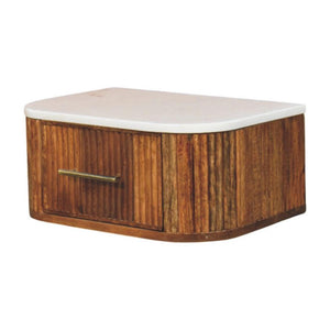 Beaumont Wall-Mounted Bedside | Solid Mango Wood | Natural Marble Top | Floating Nightstand