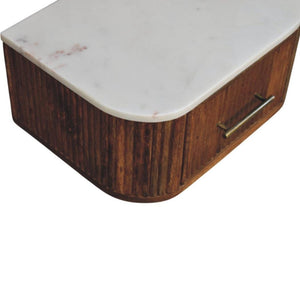 Beaumont Wall-Mounted Bedside | Solid Mango Wood | Natural Marble Top | Floating Nightstand