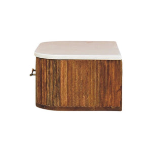 Beaumont Wall-Mounted Bedside | Solid Mango Wood | Natural Marble Top | Floating Nightstand