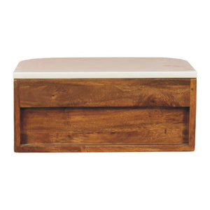 Beaumont Wall-Mounted Bedside | Solid Mango Wood | Natural Marble Top | Floating Nightstand