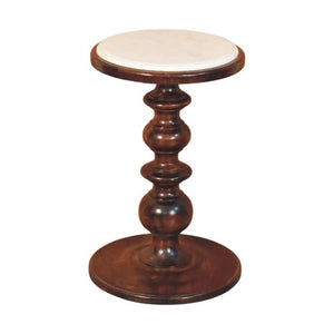 Bellmont Side Table | Solid Mango Wood | Marble Top | Walnut Finish Accent Table