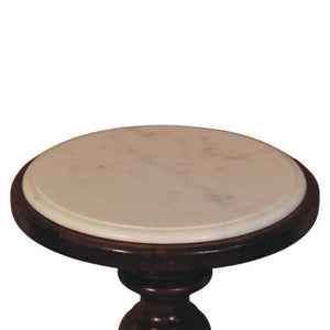Bellmont Side Table | Solid Mango Wood | Marble Top | Walnut Finish Accent Table
