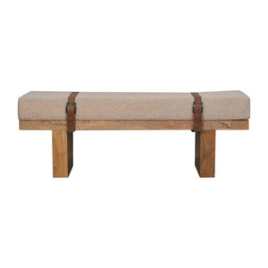 Belmont Boucle Bench | Cream Upholstery | Solid Wood Frame