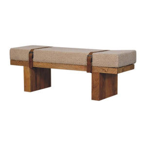 Belmont Boucle Bench | Cream Upholstery | Solid Wood Frame