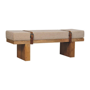 Belmont Boucle Bench | Cream Upholstery | Solid Wood Frame