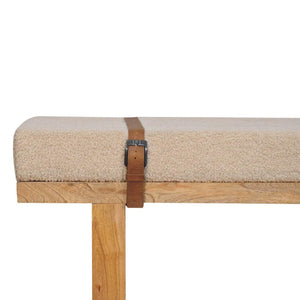 Belmont Boucle Bench | Cream Upholstery | Solid Wood Frame