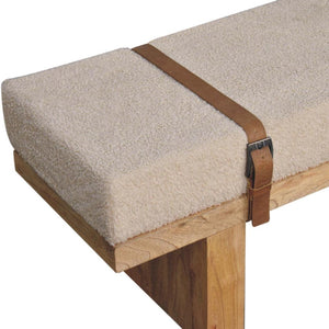 Belmont Boucle Bench | Cream Upholstery | Solid Wood Frame
