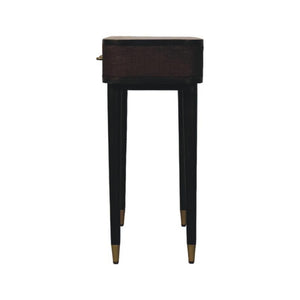 Belmont Console Table | Solid Mango Wood | Velvet Mocha Finish | 2 Drawer Hallway Console with Rattan Panels