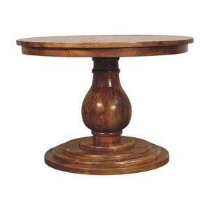 Belmont Round Dining Table | Solid Mango Wood | Sculptural Pedestal Base | Modern Dining Furniture