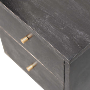 Black Hand Painted Bedside Table | Solid Mango Wood | Ash Black Finish | 2 Drawer Nightstand