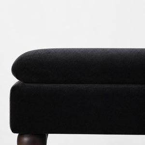 Black Velvet Castor Bench | Solid Mango Wood | Button Tufted Upholstery | Classic Seating
