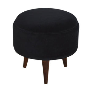 Black Velvet Nordic Style Footstool | Distinctive Detail | Versatile Home Furniture