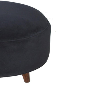 Black Velvet Nordic Style Footstool | Distinctive Detail | Versatile Home Furniture