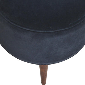 Black Velvet Nordic Style Footstool | Distinctive Detail | Versatile Home Furniture